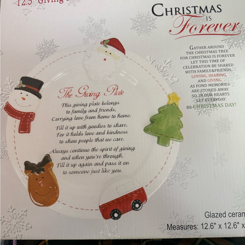 Christmas Themed Glazed Ceramic Plate